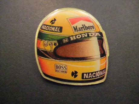 Helm F1 coureur Ayrton Senna McLaren Honda sponsor Banco Nacional,